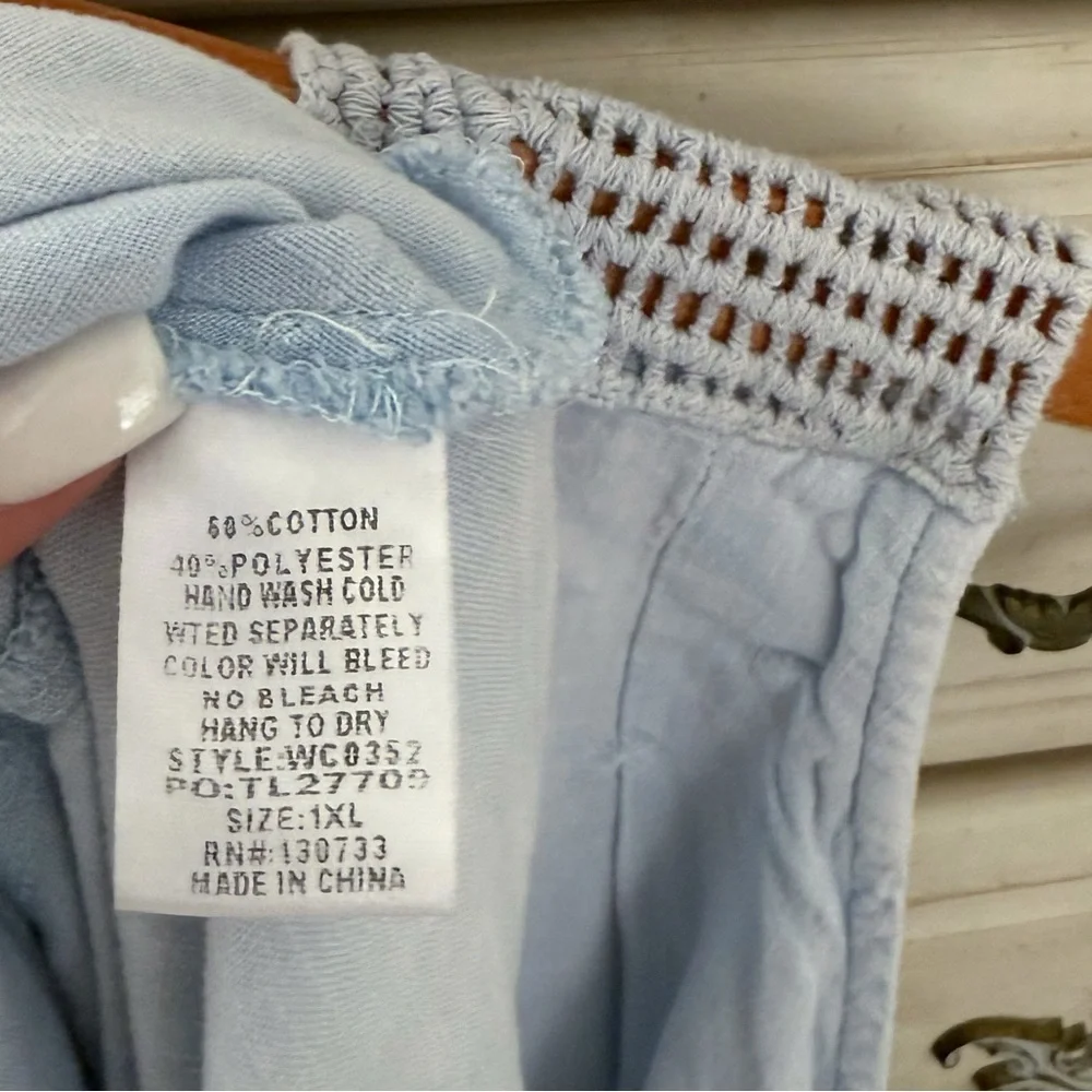 Umgee Blue Mineral Wash Cotton Dress - Picture 4 of 4